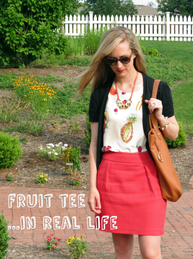 Indianapolis fashion style blog, Madewell fruit tee, business casual outfit