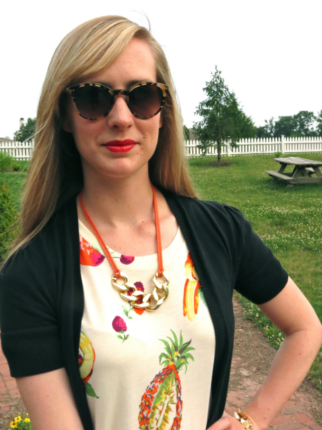 Indianapolis fashion style blog, Madewell fruit tee, business casual outfit