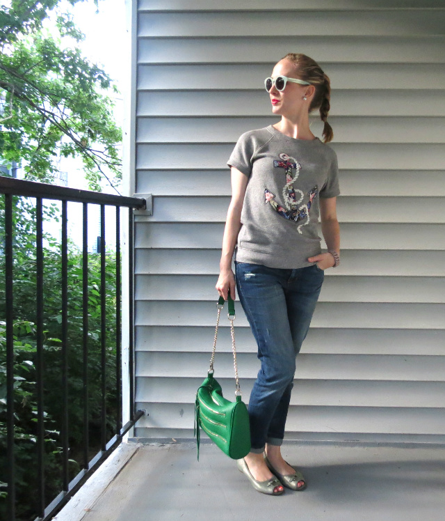 J. Crew anchor sweater, Rebecca Minkoff inspired bag, Joes Jeans, Madewell Hepcat sunglasses