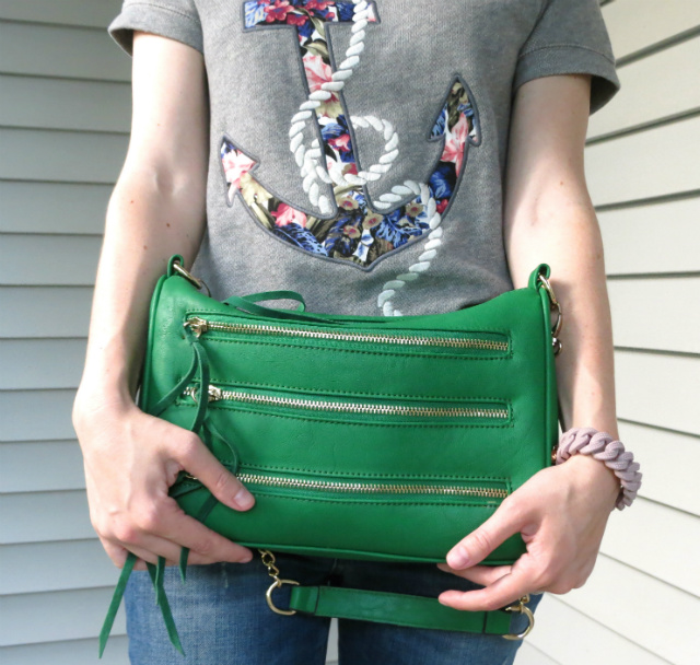 J. Crew anchor sweater, Rebecca Minkoff inspired bag, Joes Jeans, Madewell Hepcat sunglasses