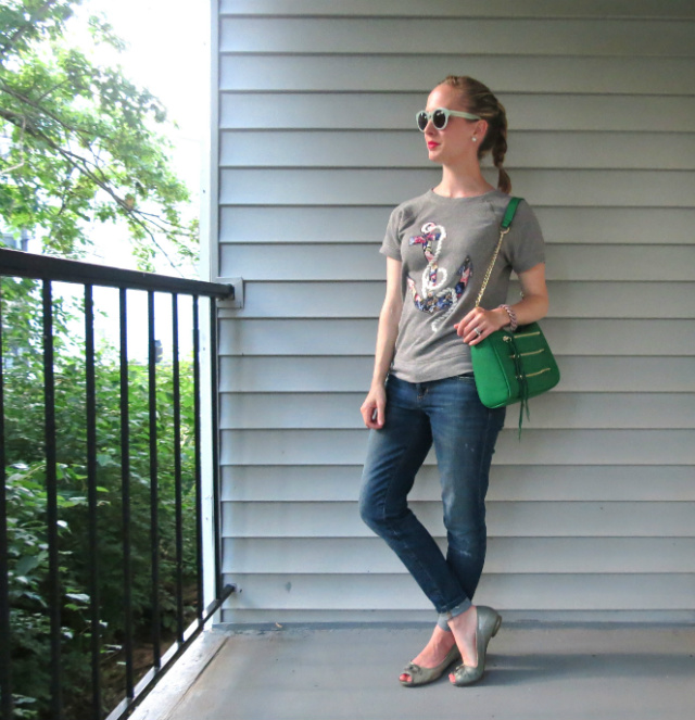 J. Crew anchor sweater, Rebecca Minkoff inspired bag, Joes Jeans, Madewell Hepcat sunglasses