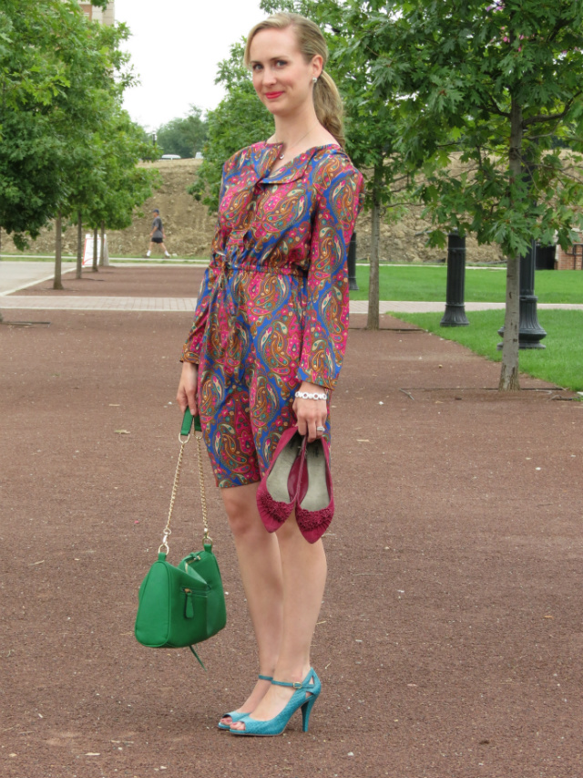 paisley target dress, rebecca minkoff inspired bag