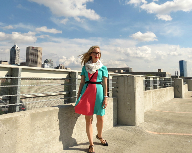 prabal gurung for target dress, h&m floral tube scarf, 7 for all mankind glasses, indianapolis style blogger