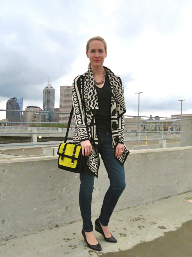 tribal cardigan, aztec print cardigan, asos satchel, american eagle jeggings, indianapolis style blogger