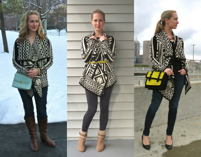 tribal cardigan, aztec print cardigan, asos satchel, american eagle jeggings, indianapolis style blogger