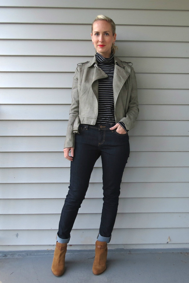 poetic justice jeans, jeans for women with big hips, lucky b boutique indianapolis, gray moto jacket, guess cutout ankle boots