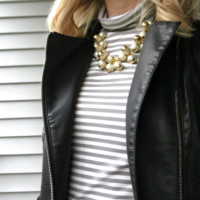 j crew pearl necklace, poetic justice jeans, express minus the leather jacket, nine west flats