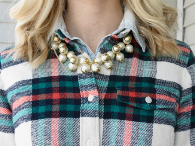 layered button up shirts, flannel and chambray, blue beanie, glasses, over the knee boots, j crew pearl necklace, law school style