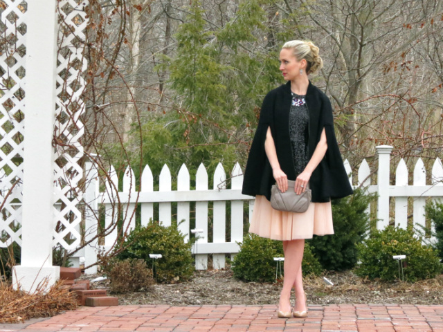 modcloth tutu, sequin peplum, cape, barristers ball outfit, jessica simpson nude pumps, formal event updo