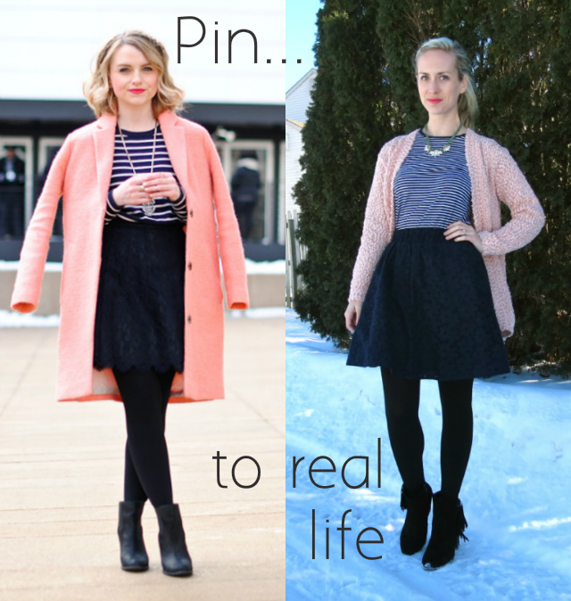 navy and pink, fringe ankle boots, pinterest inspired outfit