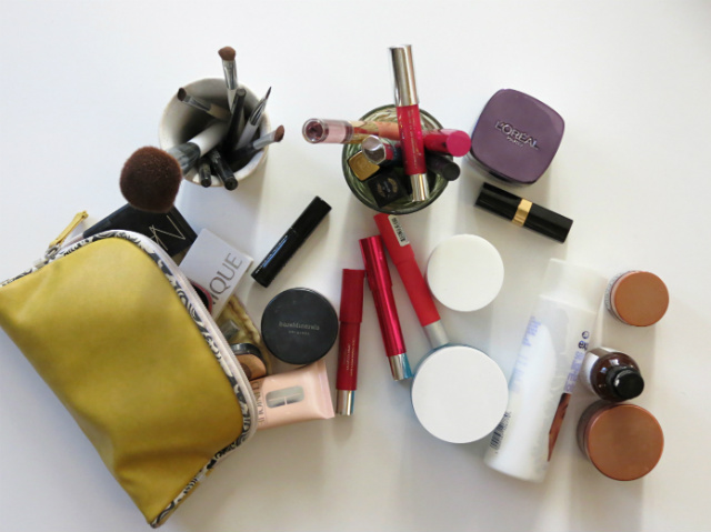 cleaning out your makeup bag, cleaning makeup brushes, decluttering your bathroom counter