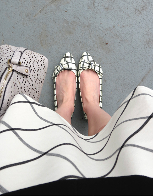 windowpane print, kate spade flats