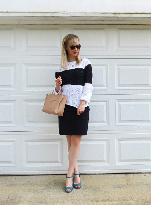 summer sweater, colorblock outfit, blush satchel, Indiananpolis style blog