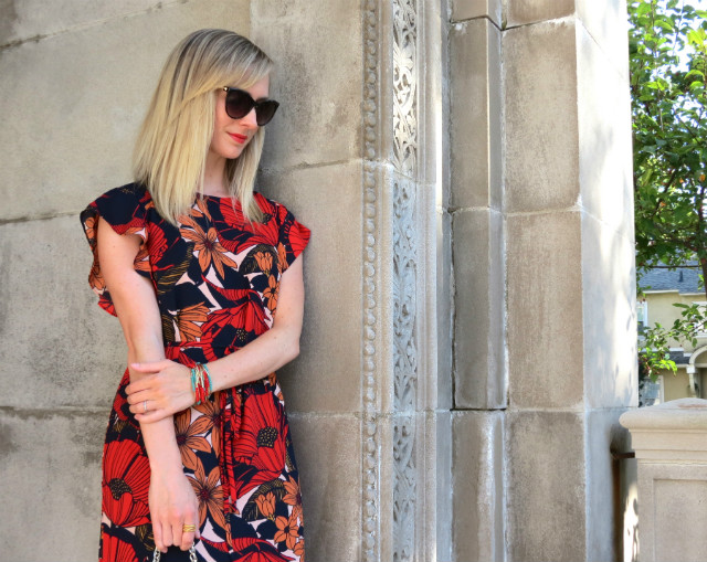 fall floral dress, fall transition outfit, burgundy quilted bag