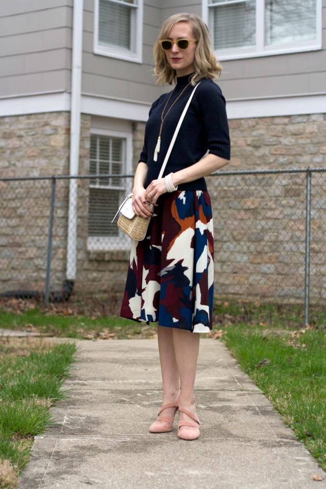 sweater over dress, dress worn as a skirt, Kate Spade spring 2016, J. Crew trench coat