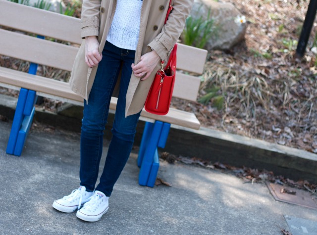 colorblock sweater, skinny jeans, white converse, Ann Taylor red signature tote, Indianapolis Zoo