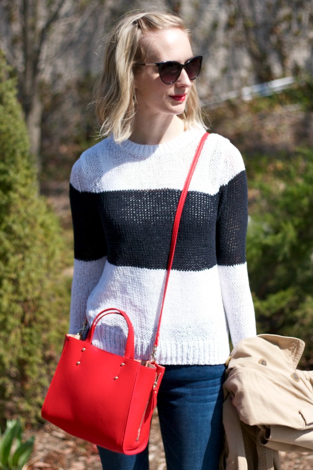 colorblock sweater, skinny jeans, white converse, Ann Taylor red signature tote, Indianapolis Zoo