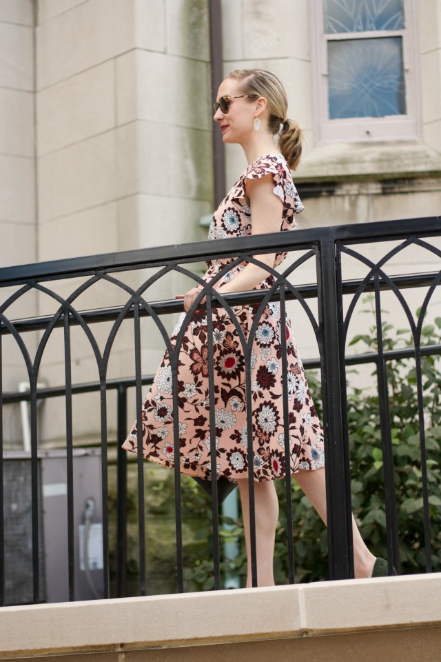 blush floral dress, Gigi New York uber python clutch
