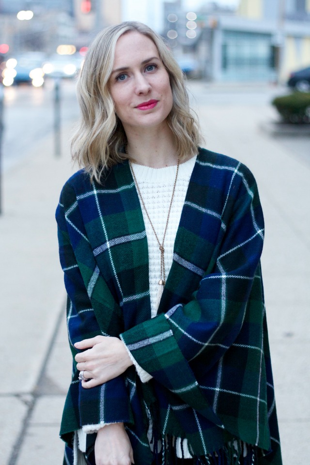 plaid poncho, tunic sweater, leather leggings, leopard oxfords outfit