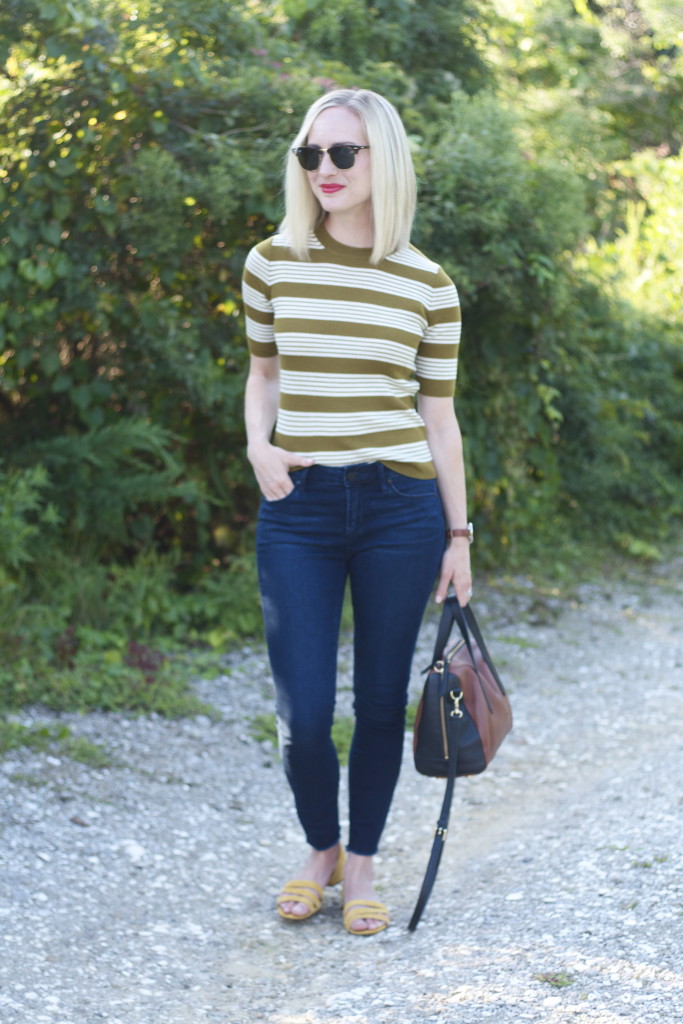 madewell sweater, articles of society jeans, madewell suede sandals