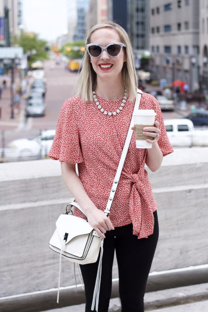 hair clip trend, ponte pants, Everlane loafers, Rebecca Minkoff bag outfit