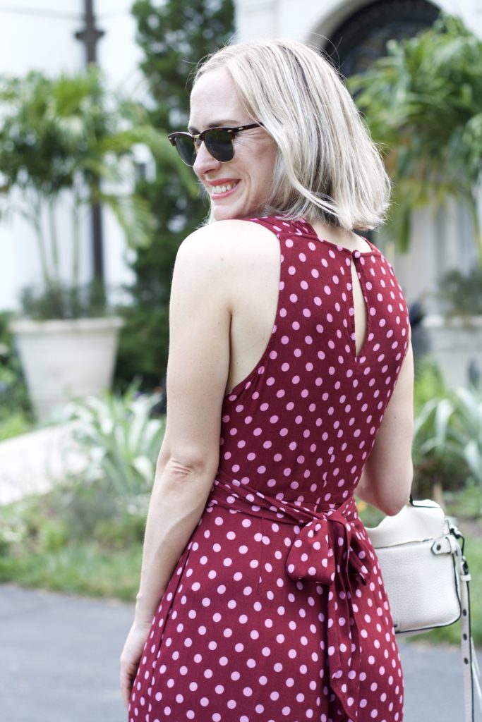 kate spade dot jumpsuit, madewell mules