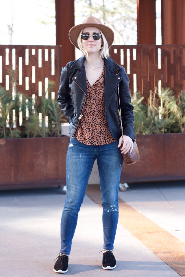 one shirt two ways, faux leather jacket, Balzac Paris review, sustainable fashion brands
