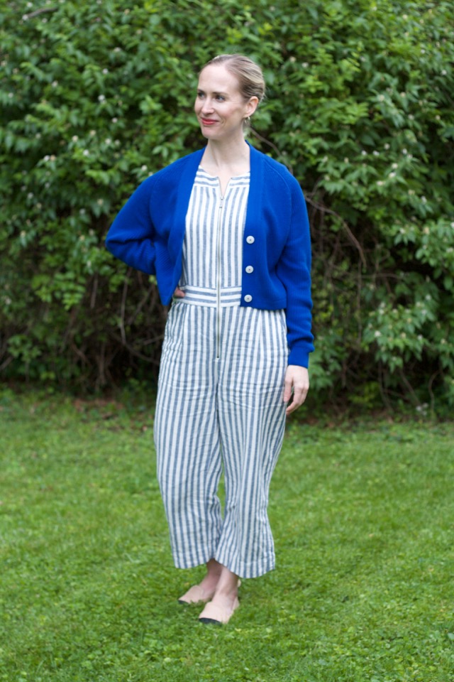 jumpsuit, sustainable sweater, spring outfit ideas