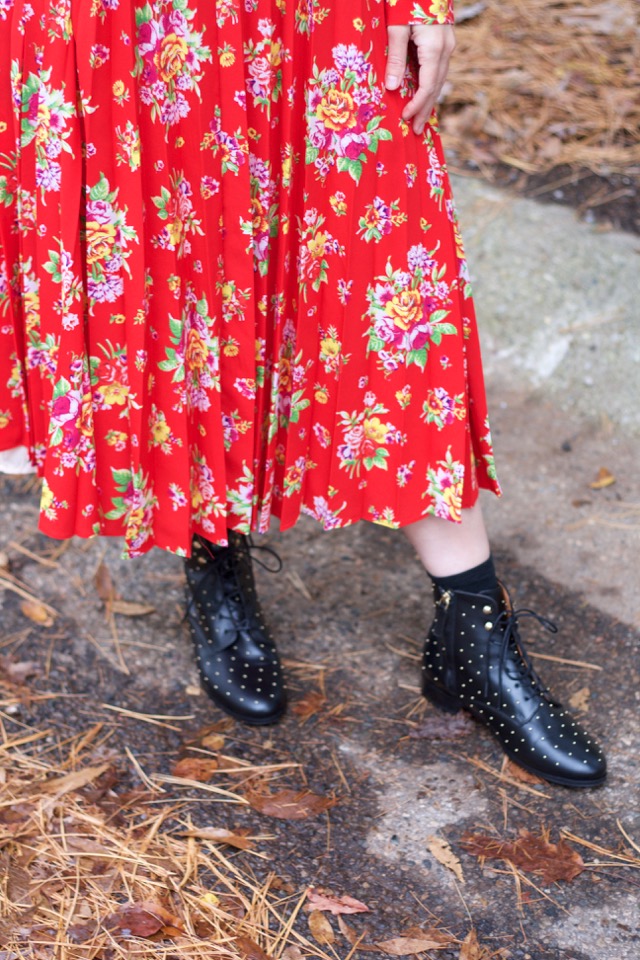 floral maxi dress, sezane ankle boots