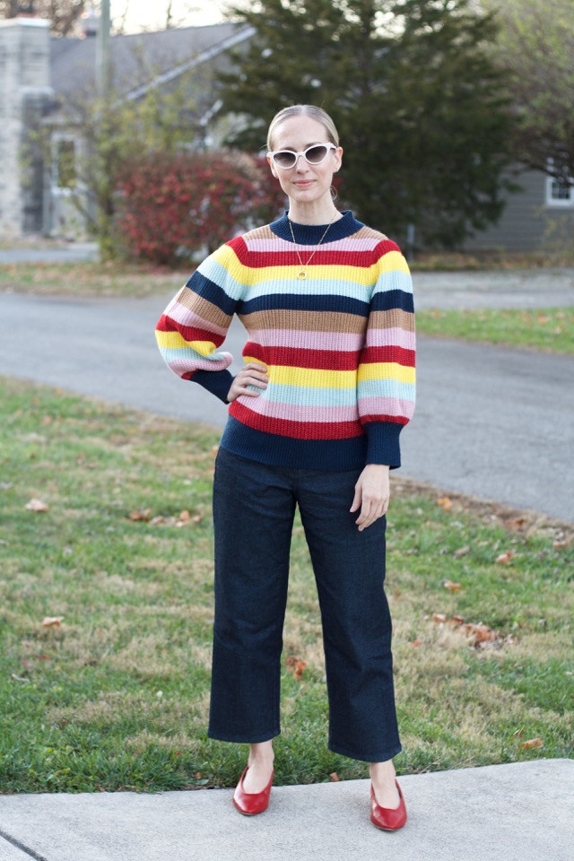 atlantic pacific halogen sweater, universal standard jeans, sustainable fashion blogger