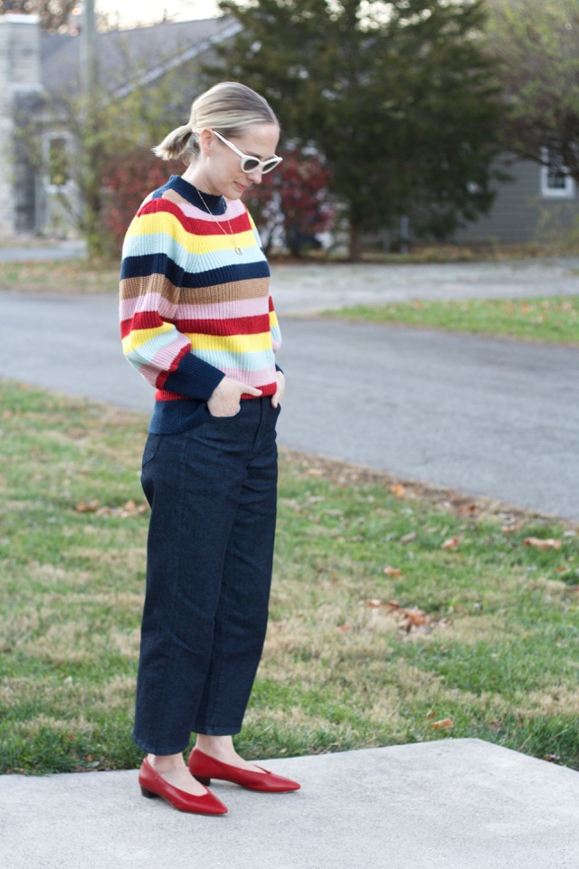 atlantic pacific halogen sweater, universal standard jeans, sustainable fashion blogger