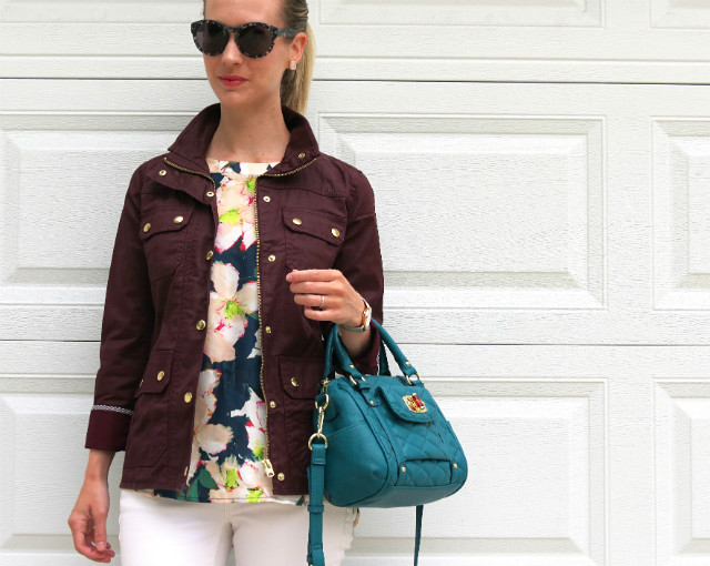 white jeans for fall, J. Crew field jacket