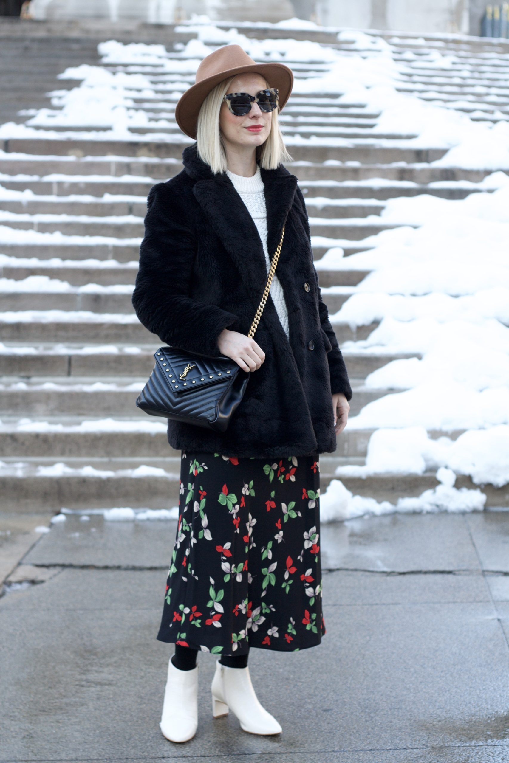 maxi skirt with ankle boots, teddy coat, winter outfit ideas